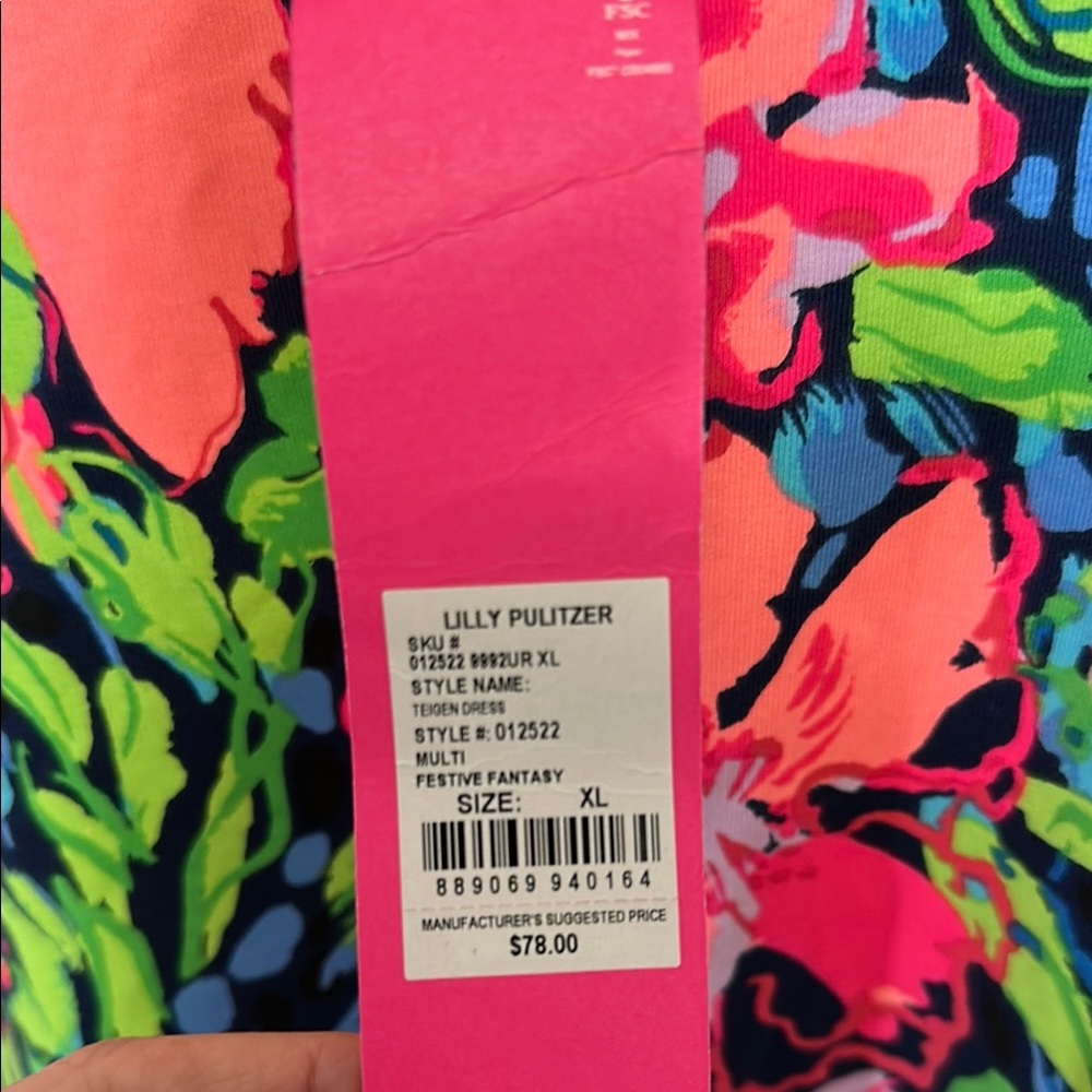 Lilly Pulitzer Teigen Dress Pink and Green Size XL (12-14) - Picture 3 of 8
